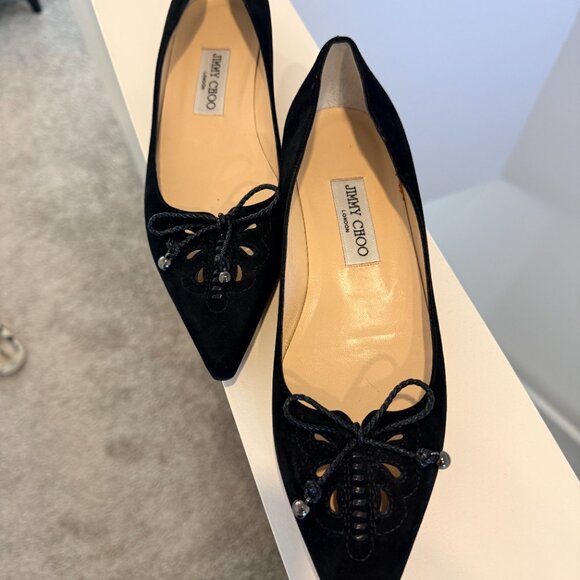 Jimmy Choo Black Suede Flats - Picture 2 of 7